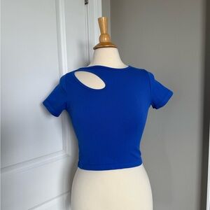 Aura Blue Crop Cut-Out Short Sleeve Tee